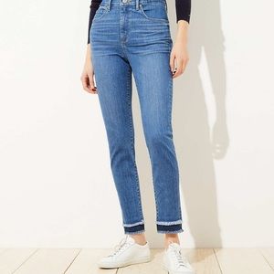 Loft Double Frayed Skinny Ankle Jeans 29